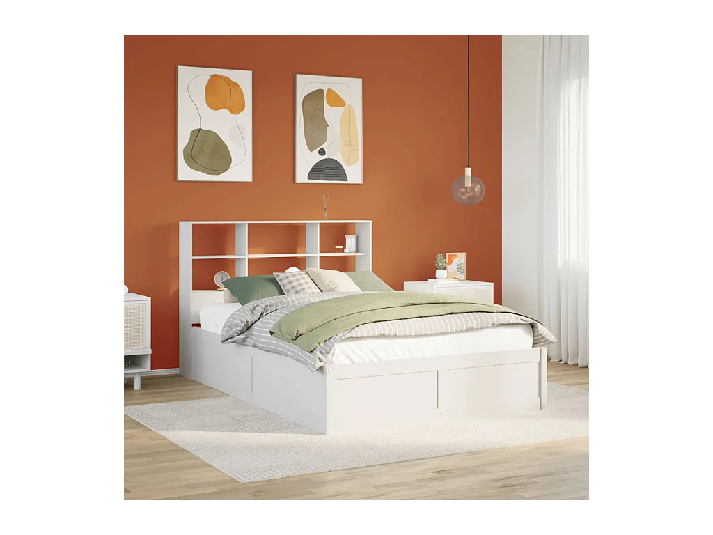 Estructura de cama sin colchón madera de pino blanca 140x190 cm