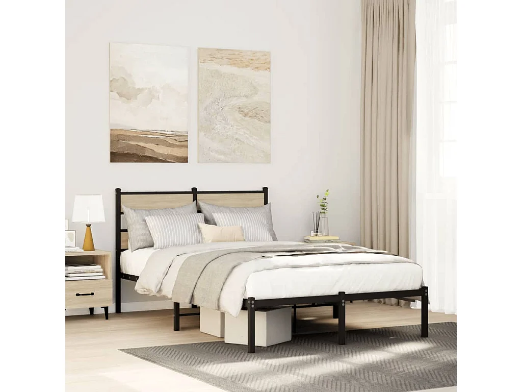 Estructura de cama sin colchón metal roble Sonoma 120x200 cm