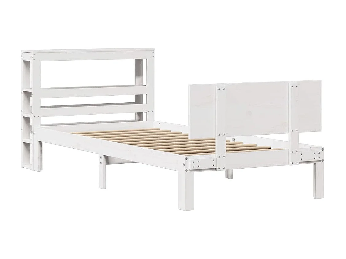 Estructura de cama con cabecero madera de pino blanca 90x200 cm