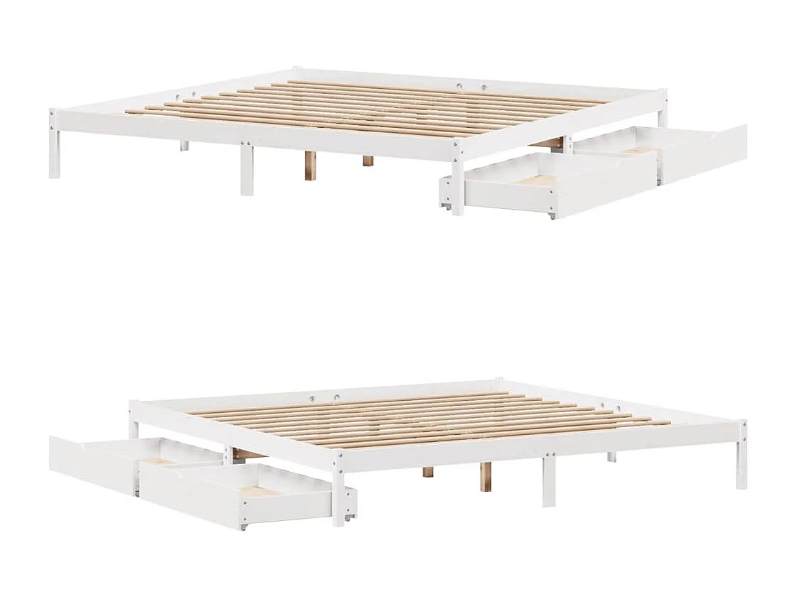 Cama sem colchão 200x200 cm madeira de pinho maciça branco