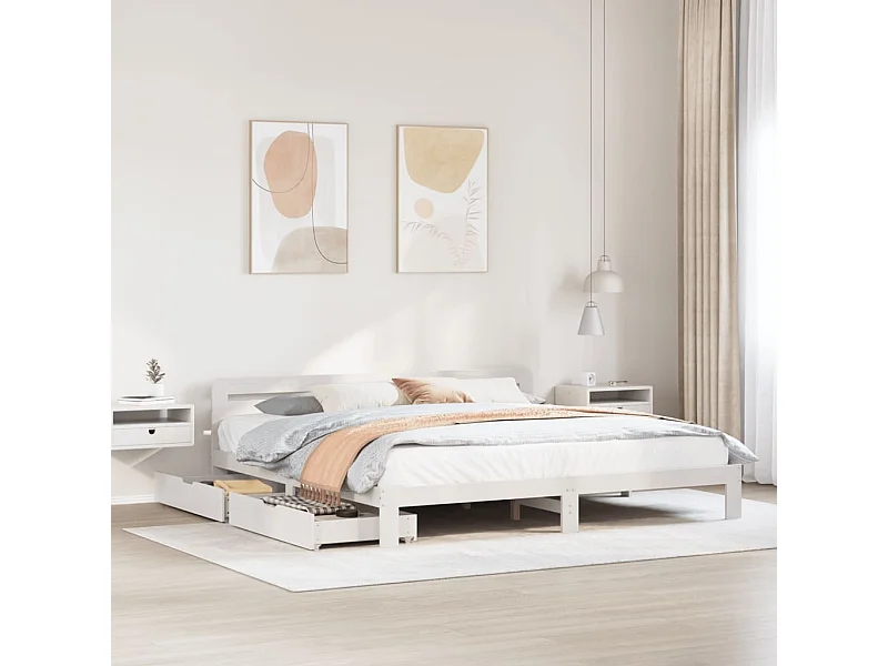 Estructura de cama sin colchón madera maciza blanca 200x200 cm