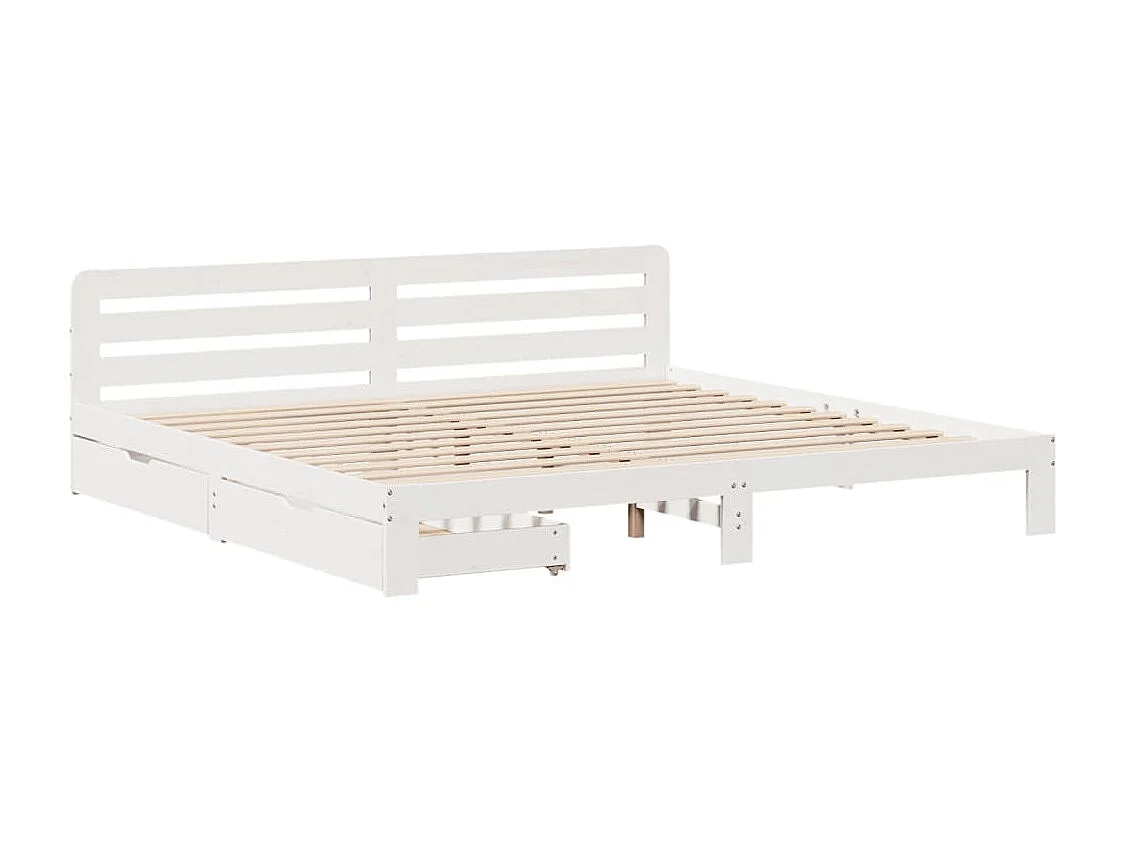 Cadre de lit sans matelas blanc 200x200 cm bois massif de pin