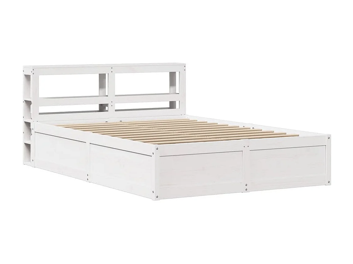 Estrutura de cama com cabeceira 160x200 cm pinho maciço branco