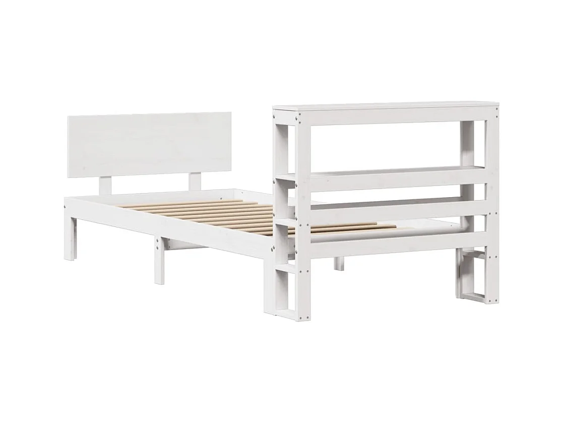 Cadre de lit avec tête de lit blanc 90x190cm bois de pin massif