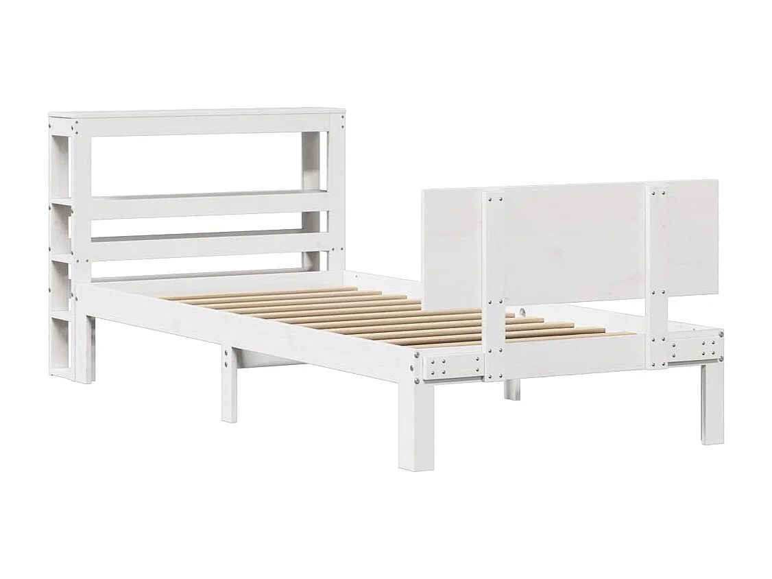 Estructura de cama con cabecero madera pino blanco 90x190 cm