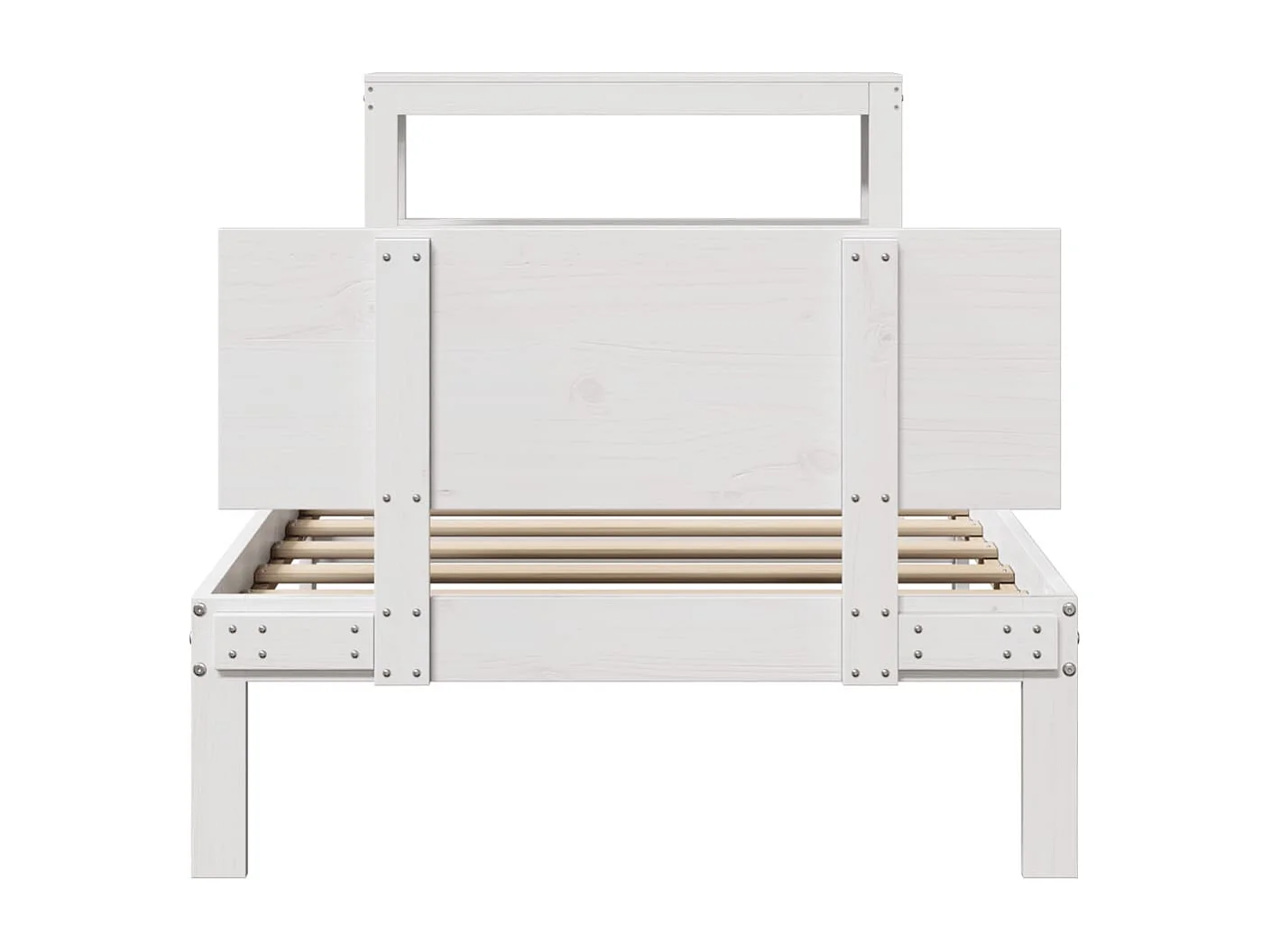 Estructura de cama con cabecero madera pino blanco 90x190 cm