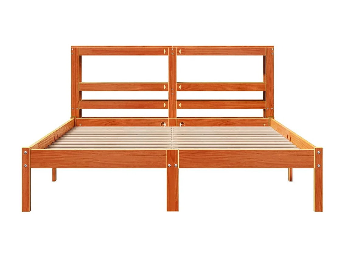 Estructura cama con cabecero madera pino marrón cera 120x190 cm