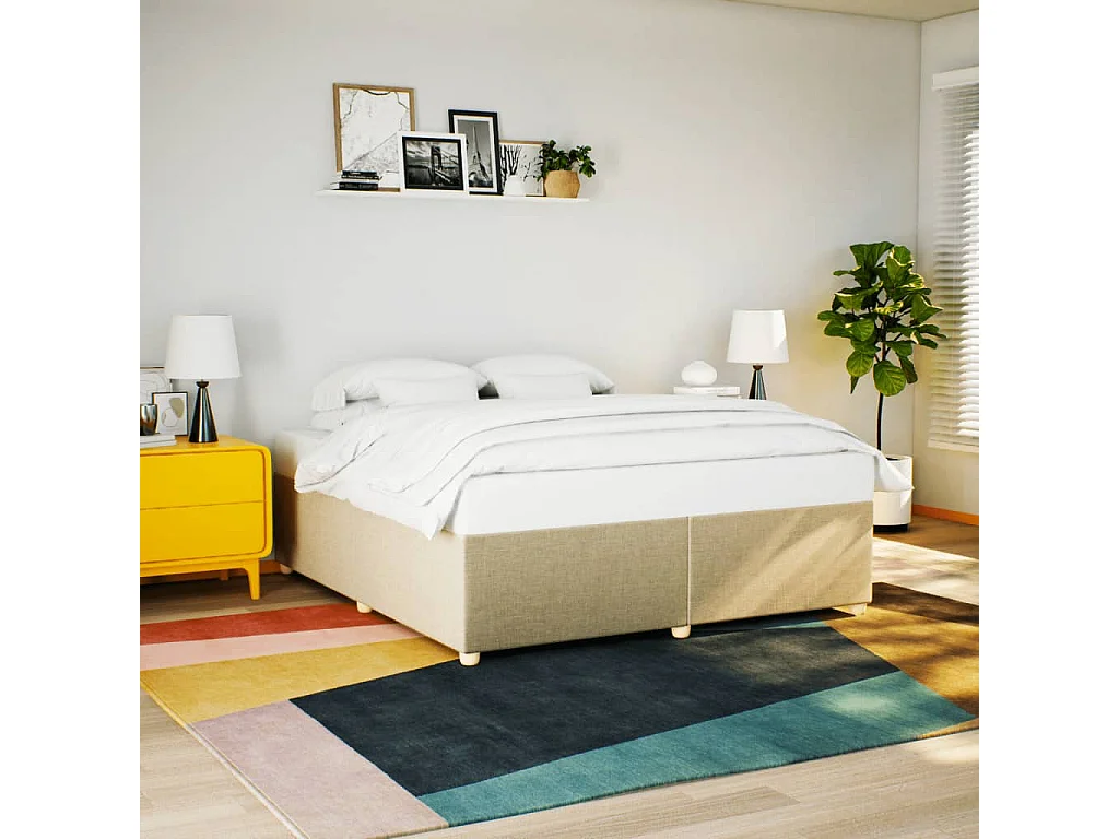 Cama sin colchón tela color crema 180x200 cm