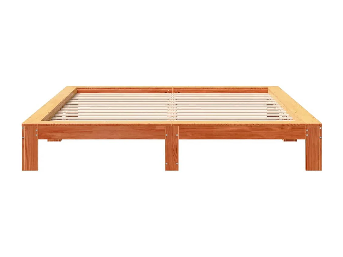 Cama sin colchón madera maciza de pino marrón cera 180x200 cm