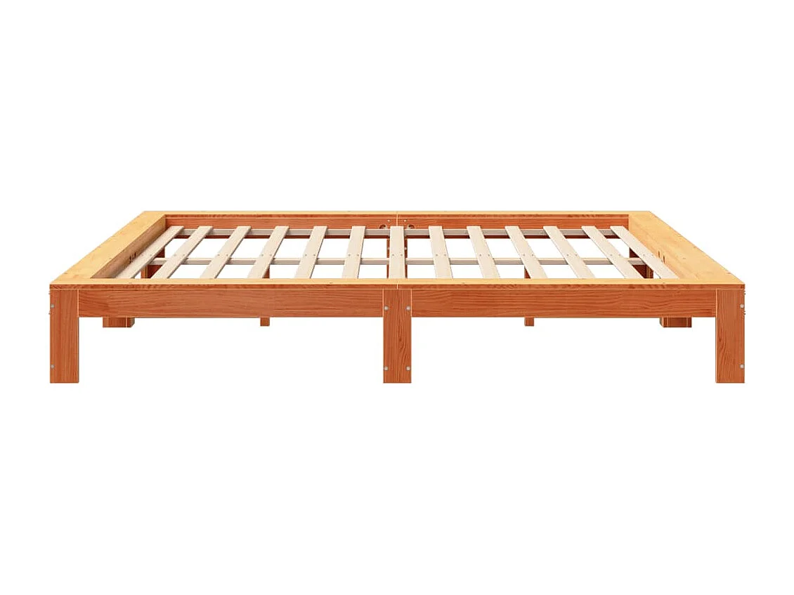 Cama sin colchón madera maciza de pino marrón cera 180x200 cm