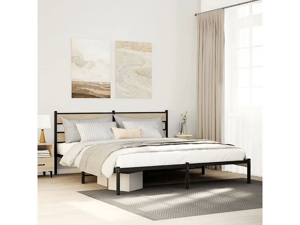 Estructura de cama sin colchón metal roble Sonoma 180x200 cm