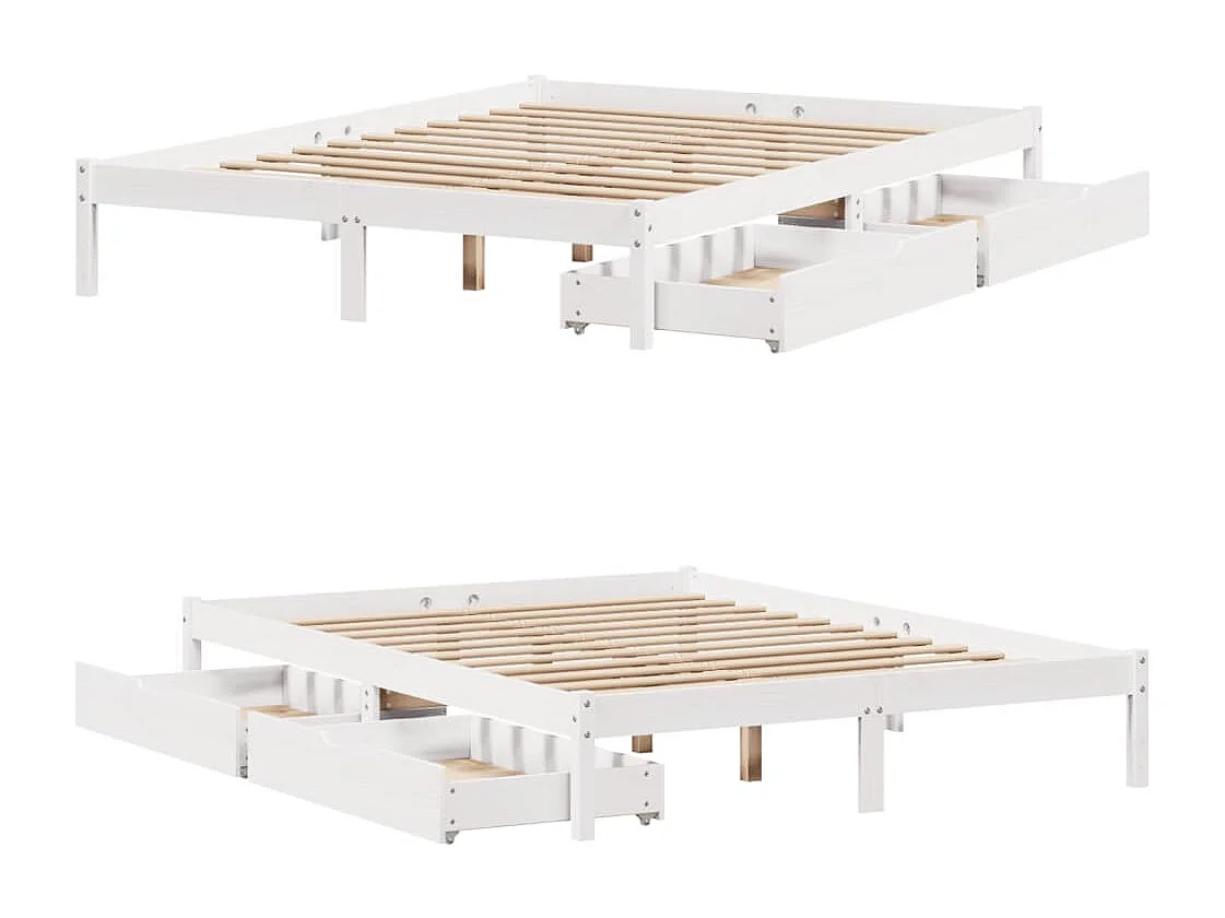 Estructura de cama sin colchón madera de pino blanca 140x190 cm