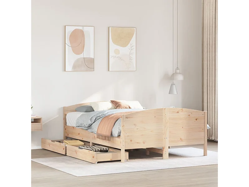 Estructura de cama sin colchón madera de pino blanco 150x200 cm