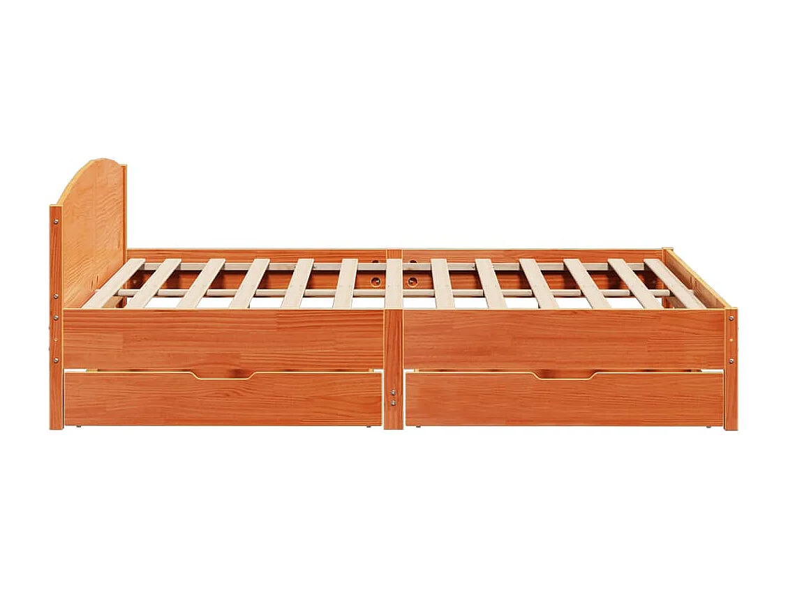 Cama sin colchón madera maciza de pino marrón cera 200x200 cm