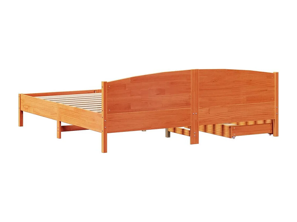 Cama sin colchón madera maciza de pino marrón cera 200x200 cm