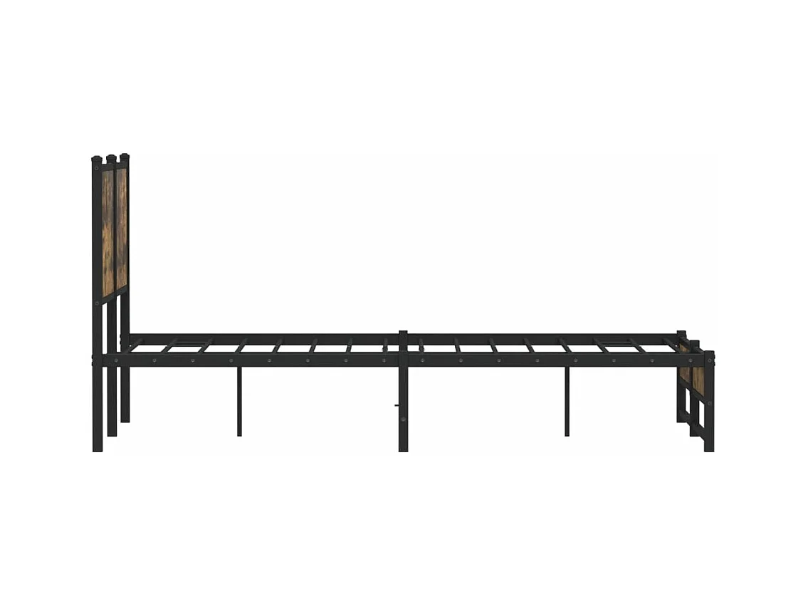 Cadre de lit en métal sans matelas chêne fumé 120x200 cm