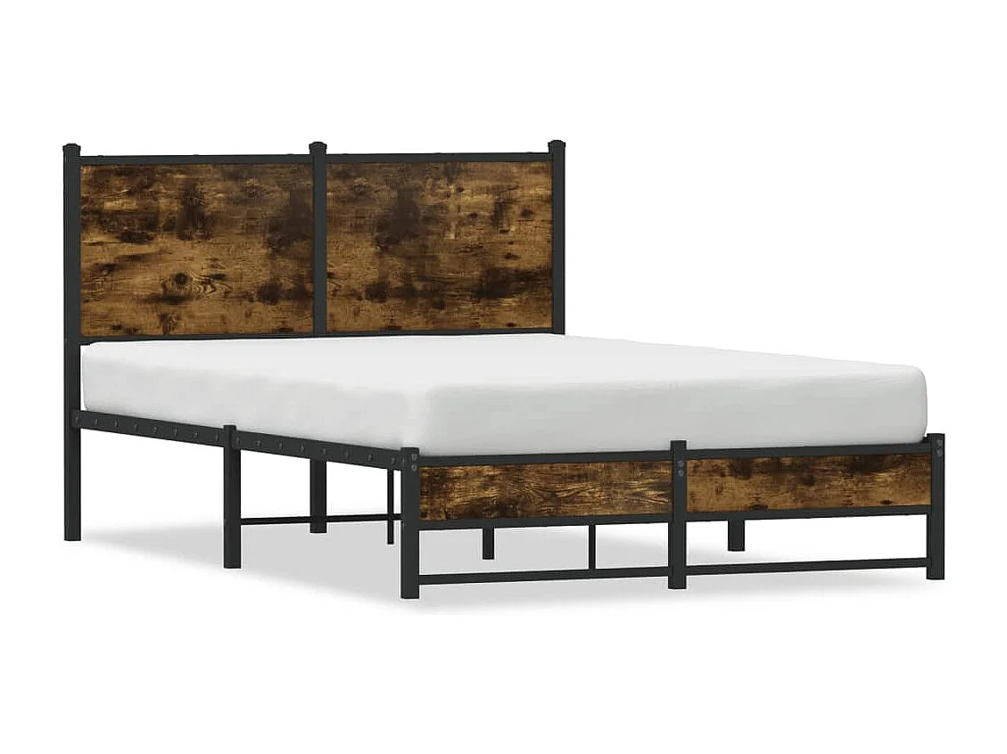 Estructura de cama sin colchón metal roble ahumado 120x200 cm