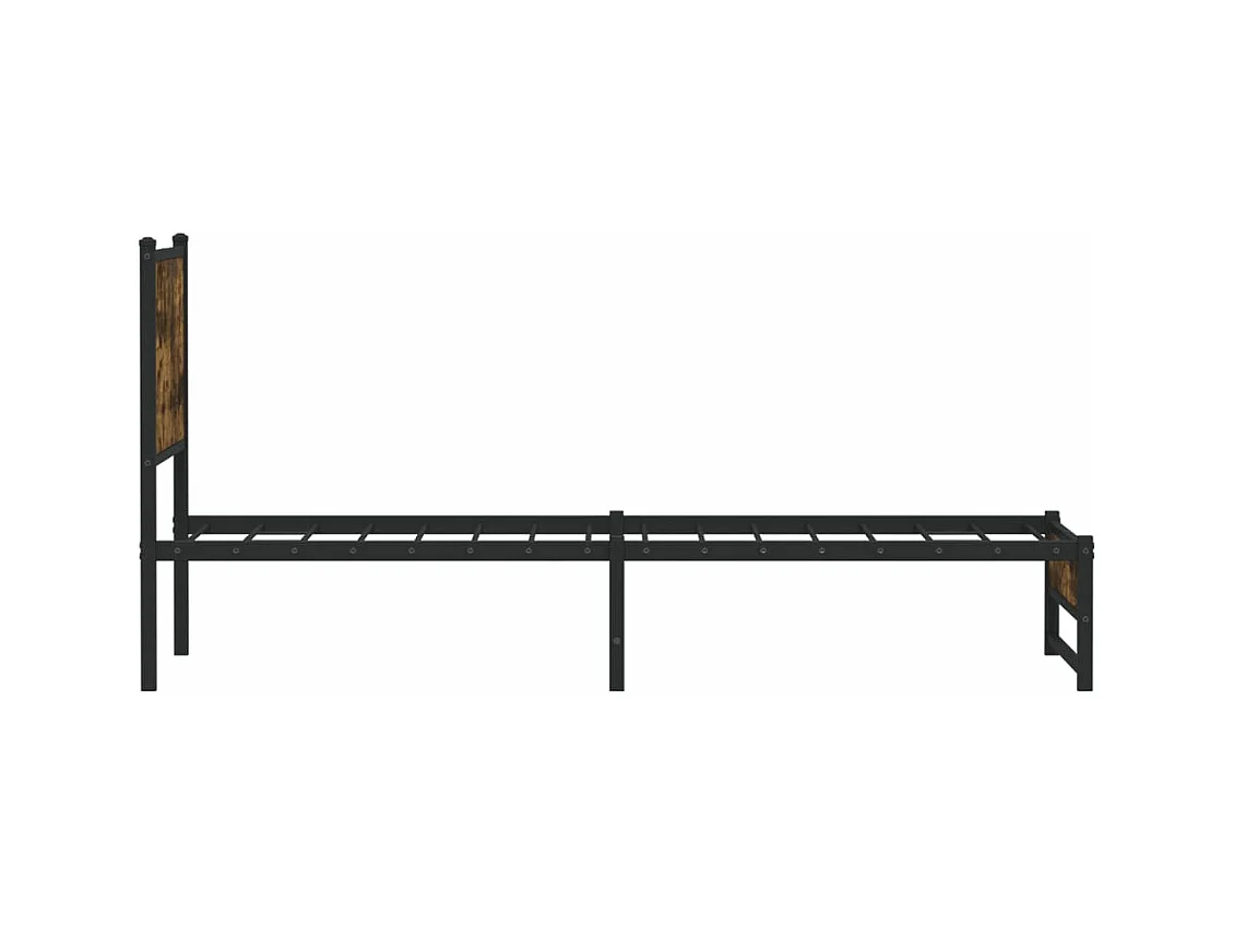 Cadre de lit en métal sans matelas chêne fumé 90x200 cm