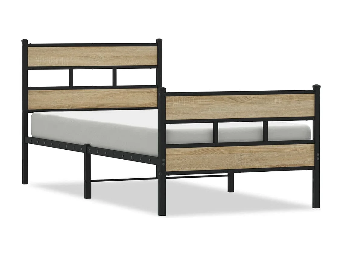 Cadre de lit en métal sans matelas chêne sonoma 75x190 cm
