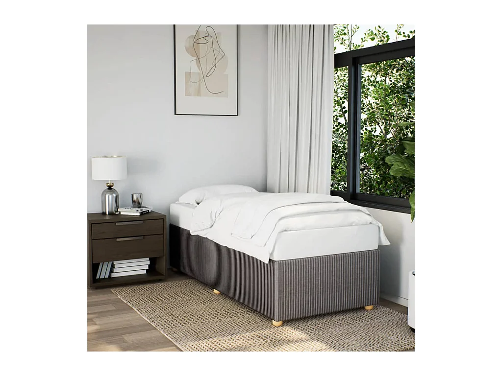 Estrutura de cama em tecido 80x200 cm cinzento-acastanhado