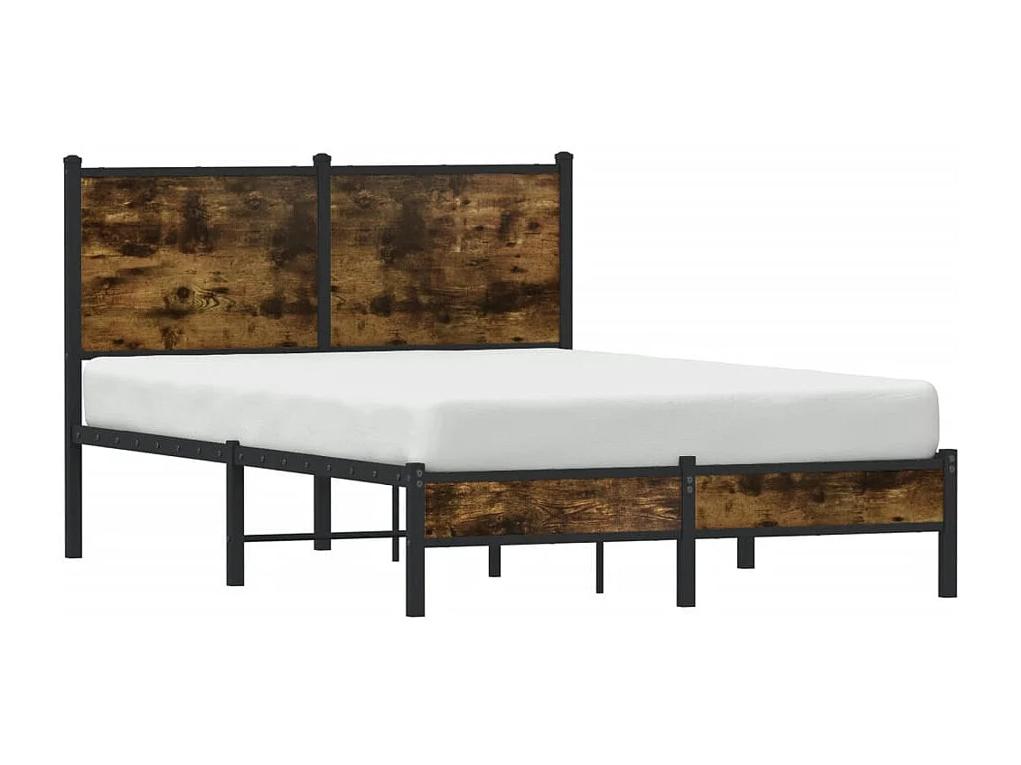 Estructura de cama sin colchón metal roble ahumado 120x200 cm