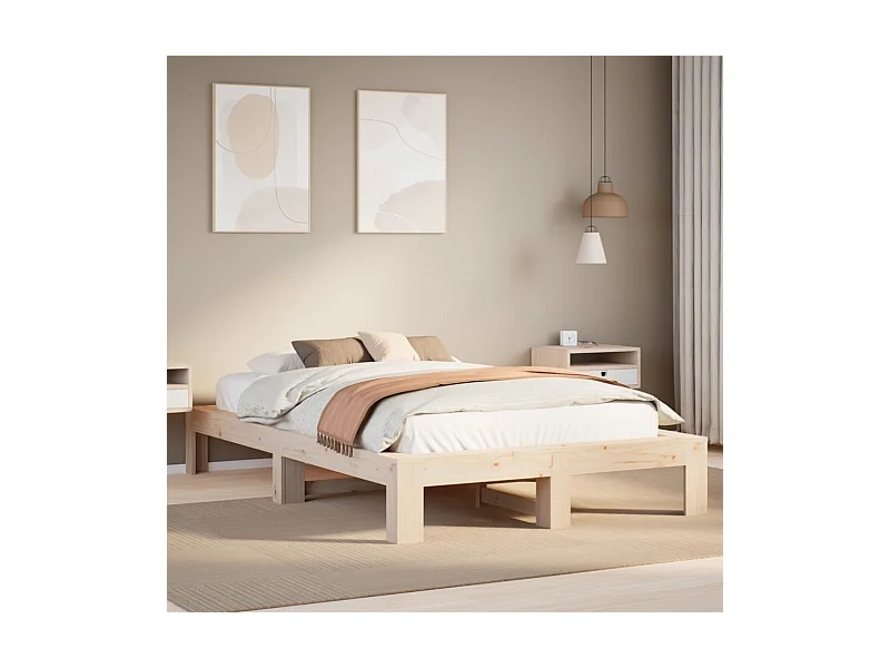 Cama sem colchão 135x190 cm madeira de pinho maciça