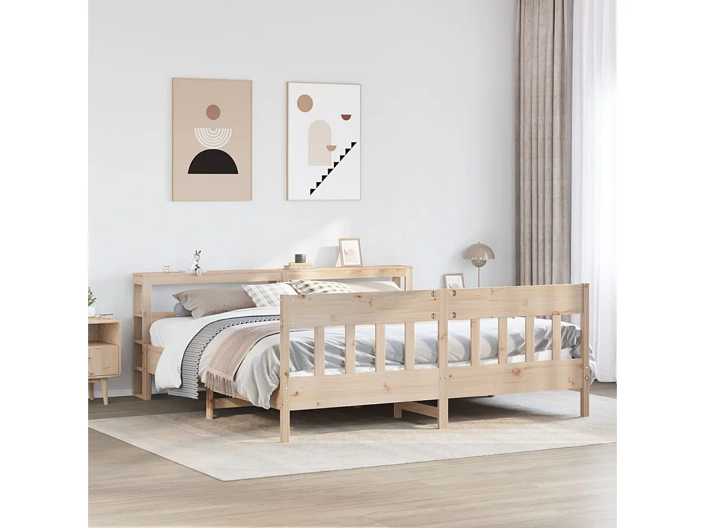 Estructura de cama sin colchón madera maciza de pino 200x200 cm