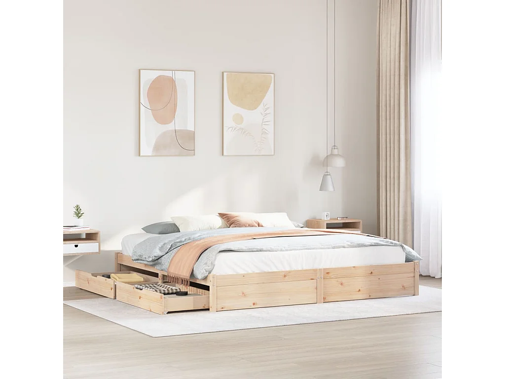 Cadre de lit sans matelas 200x200 cm bois massif de pin
