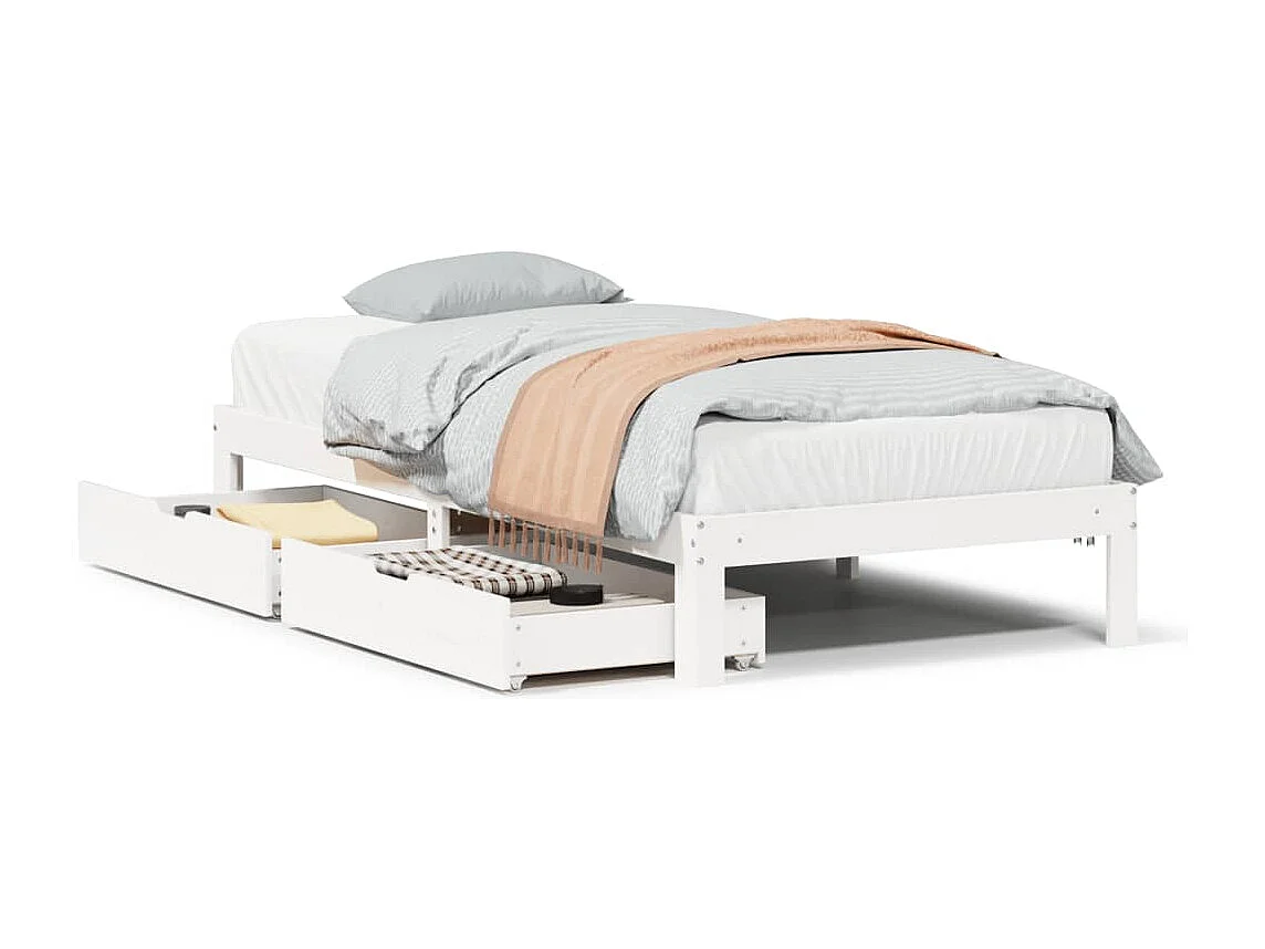 Estructura cama con cajones madera maciza pino blanco 75x190 cm