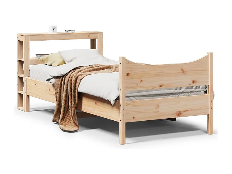 Estructura de cama con cabecero madera maciza de pino 90x200 cm