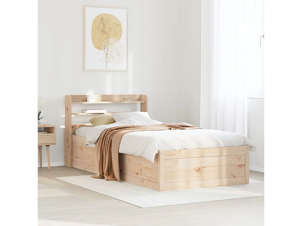 Estructura de cama con cabecero madera maciza pino 100x200 cm