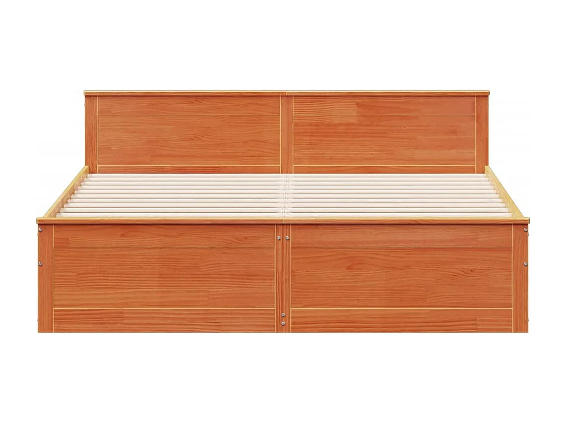 Cama sin colchón con cabecero madera de pino marrón 200x200 cm
