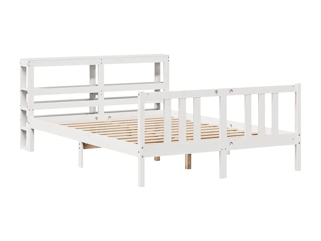 Cadre de lit avec tête de lit blanc 140x200 cm bois pin massif