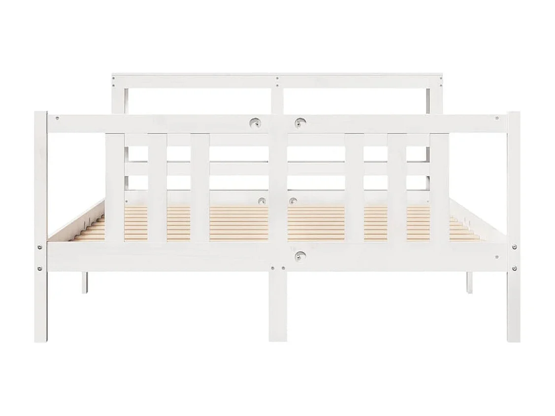 Cadre de lit avec tête de lit blanc 140x200 cm bois pin massif