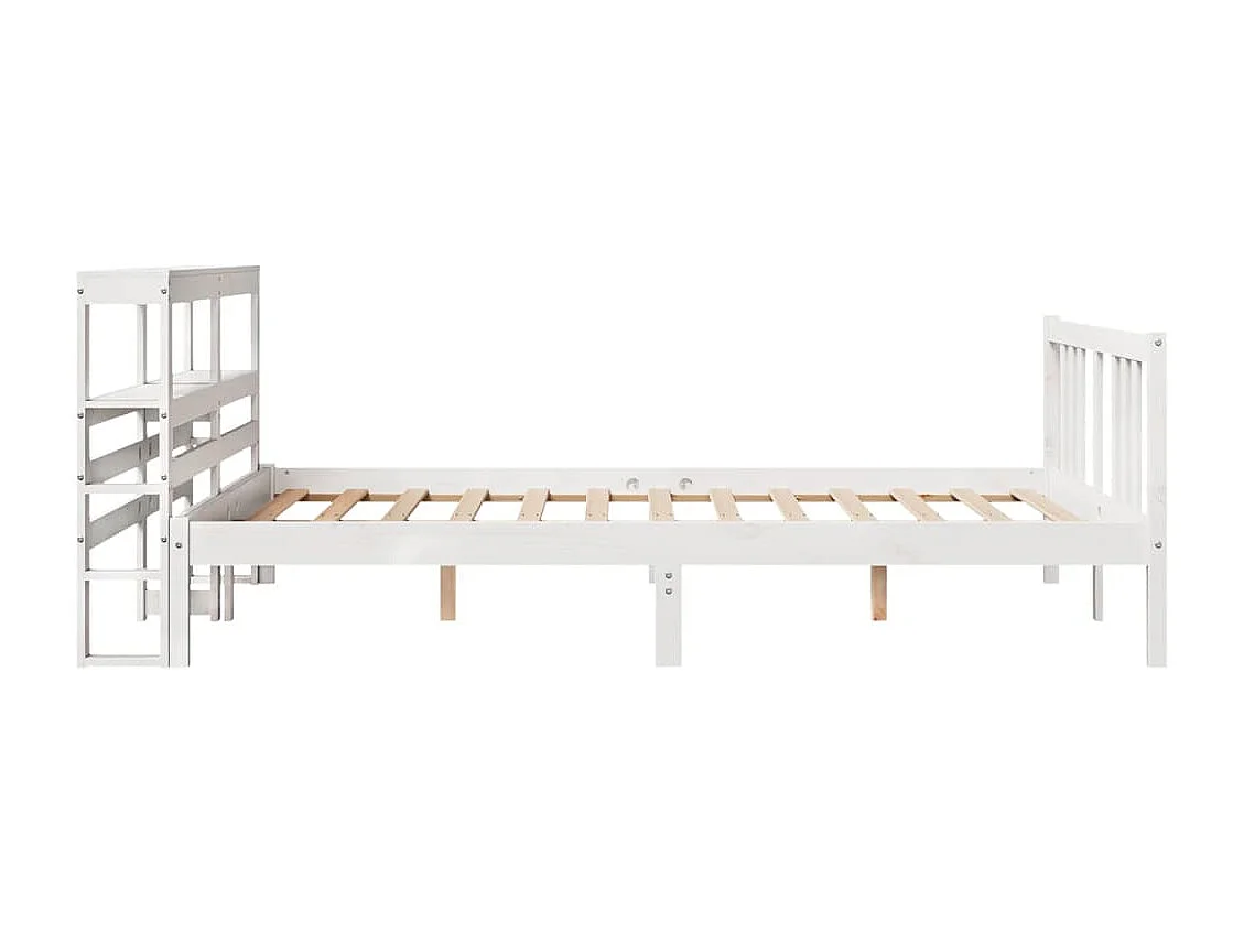 Cadre de lit avec tête de lit blanc 140x200 cm bois pin massif
