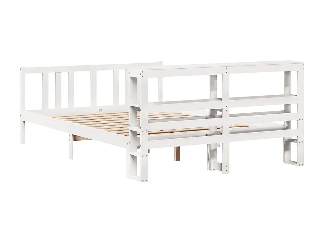 Cadre de lit avec tête de lit blanc 140x200 cm bois pin massif