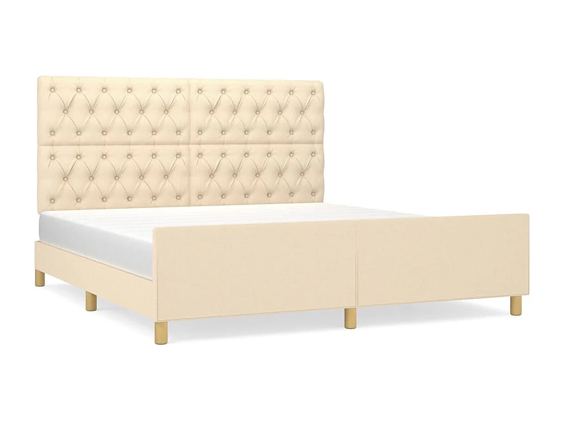Cadre de lit avec tête de lit Crème 160 x 200 cm Tissu