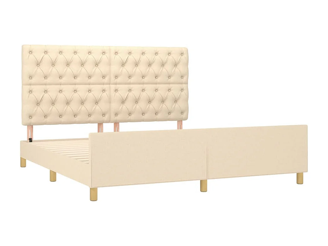 Estrutura de cama em tecido cor creme 160x200 cm