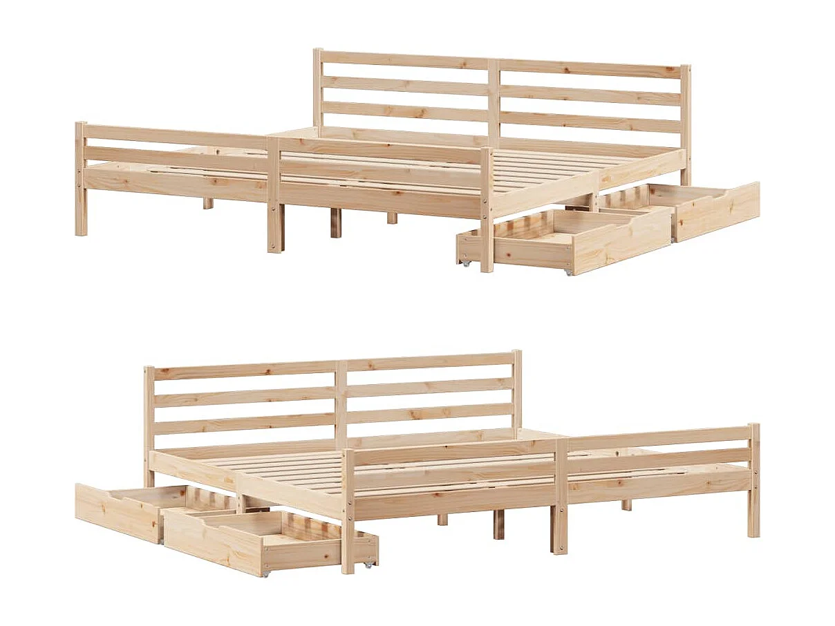 Estructura de cama sin colchón madera maciza de pino 200x200 cm