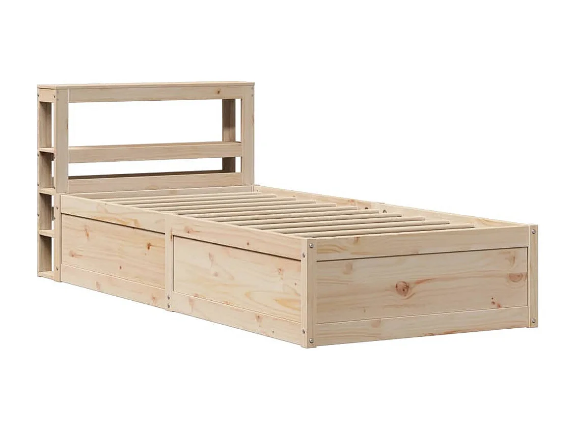 Estructura de cama con cabecero madera maciza de pino 90x200 cm