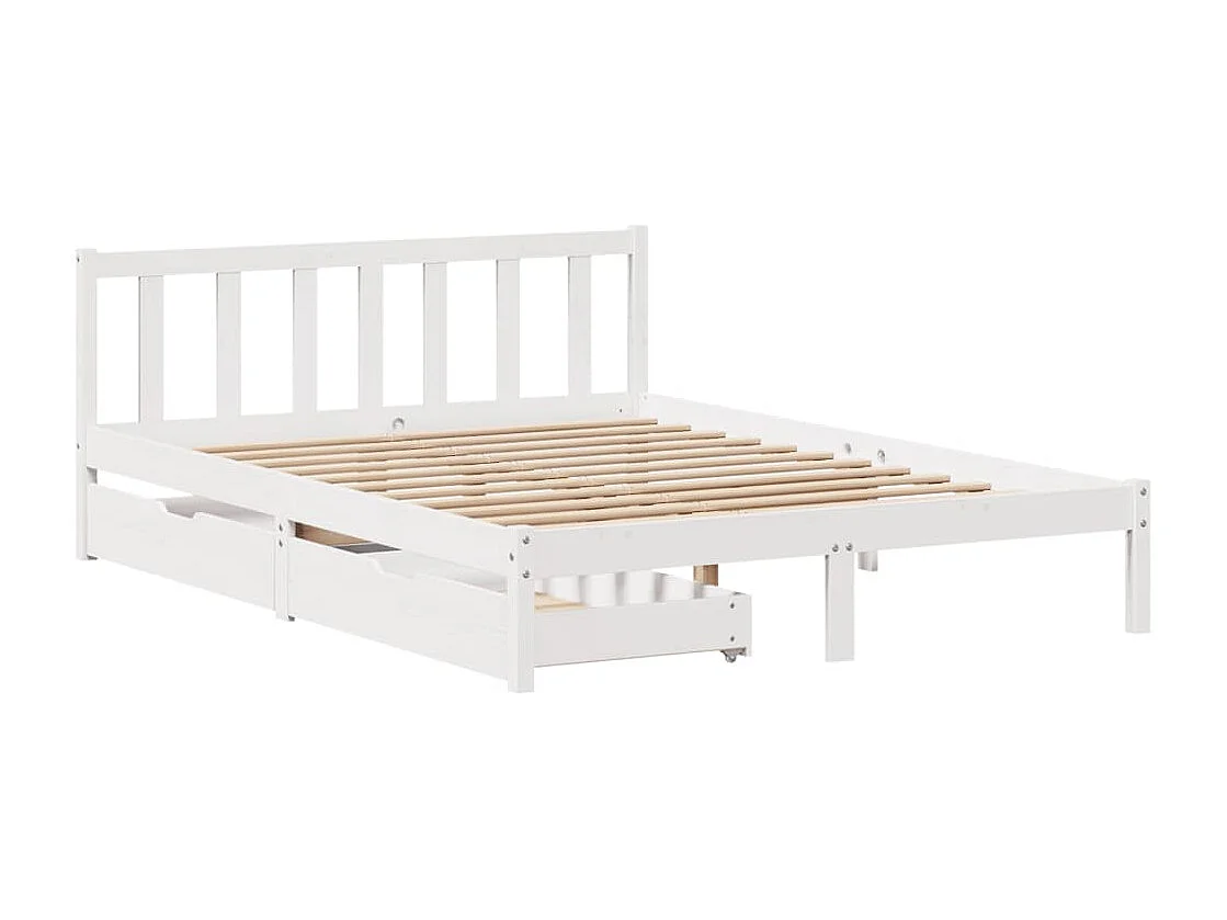 Cadre de lit sans matelas blanc 140x200 cm bois de pin massif