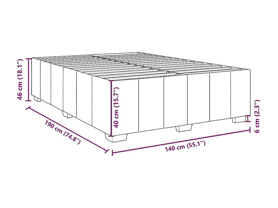 Cadre de lit sans matelas noir 140x190 cm tissu