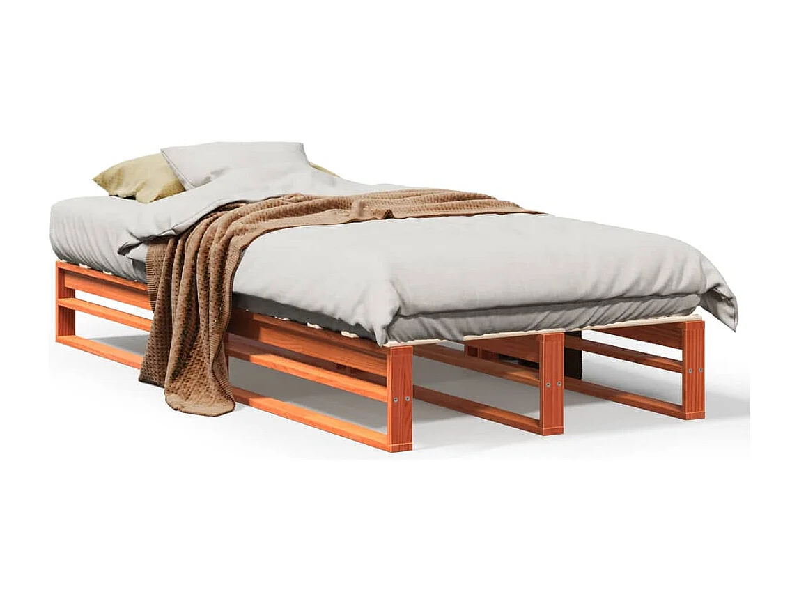 Cama sin colchón madera maciza de pino marrón cera 100x200 cm