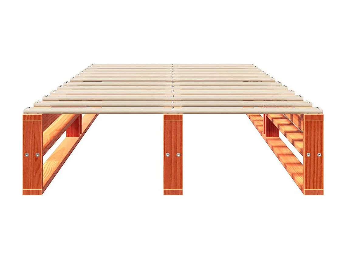 Cama sin colchón madera maciza de pino marrón cera 100x200 cm