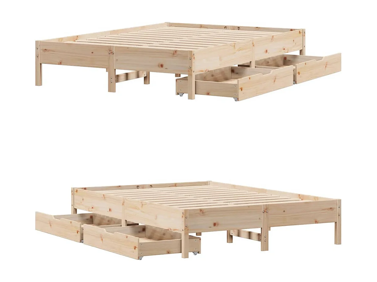 Estructura de cama sin colchón madera de pino maciza 120x200 cm