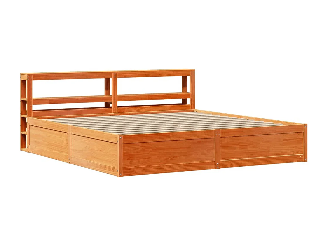 Estrutura cama c/ cabeceira 180x200cm pinho maciço castanho-mel