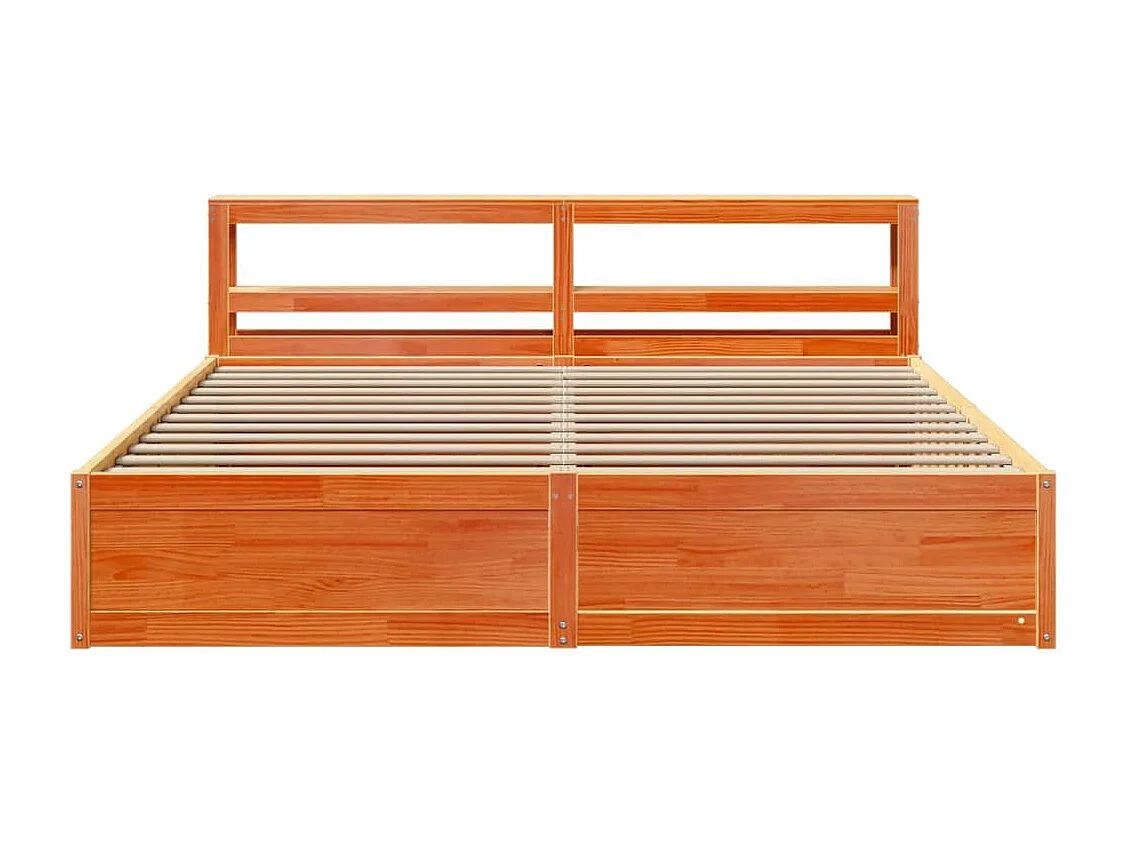 Estrutura cama c/ cabeceira 180x200cm pinho maciço castanho-mel