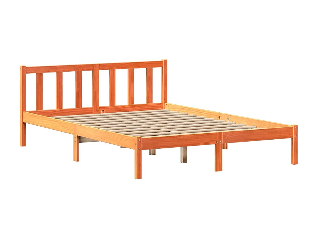 Cama sem colchão 135x190 cm madeira pinho maciça castanho-mel