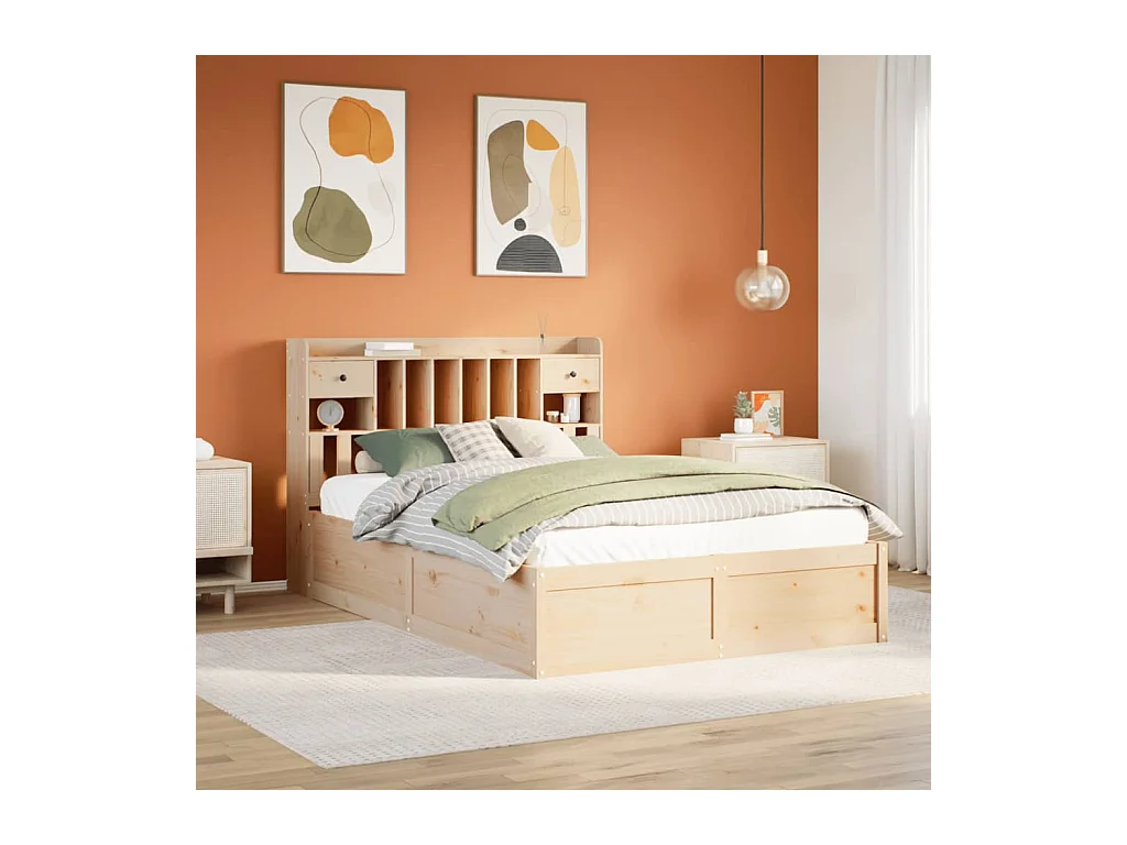 Estructura de cama sin colchón madera maciza de pino 140x190 cm