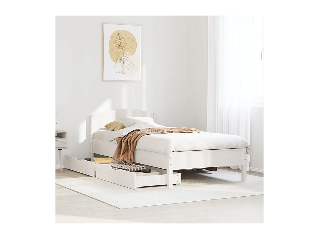 Estructura de cama sin colchón madera de pino blanca 90x200 cm